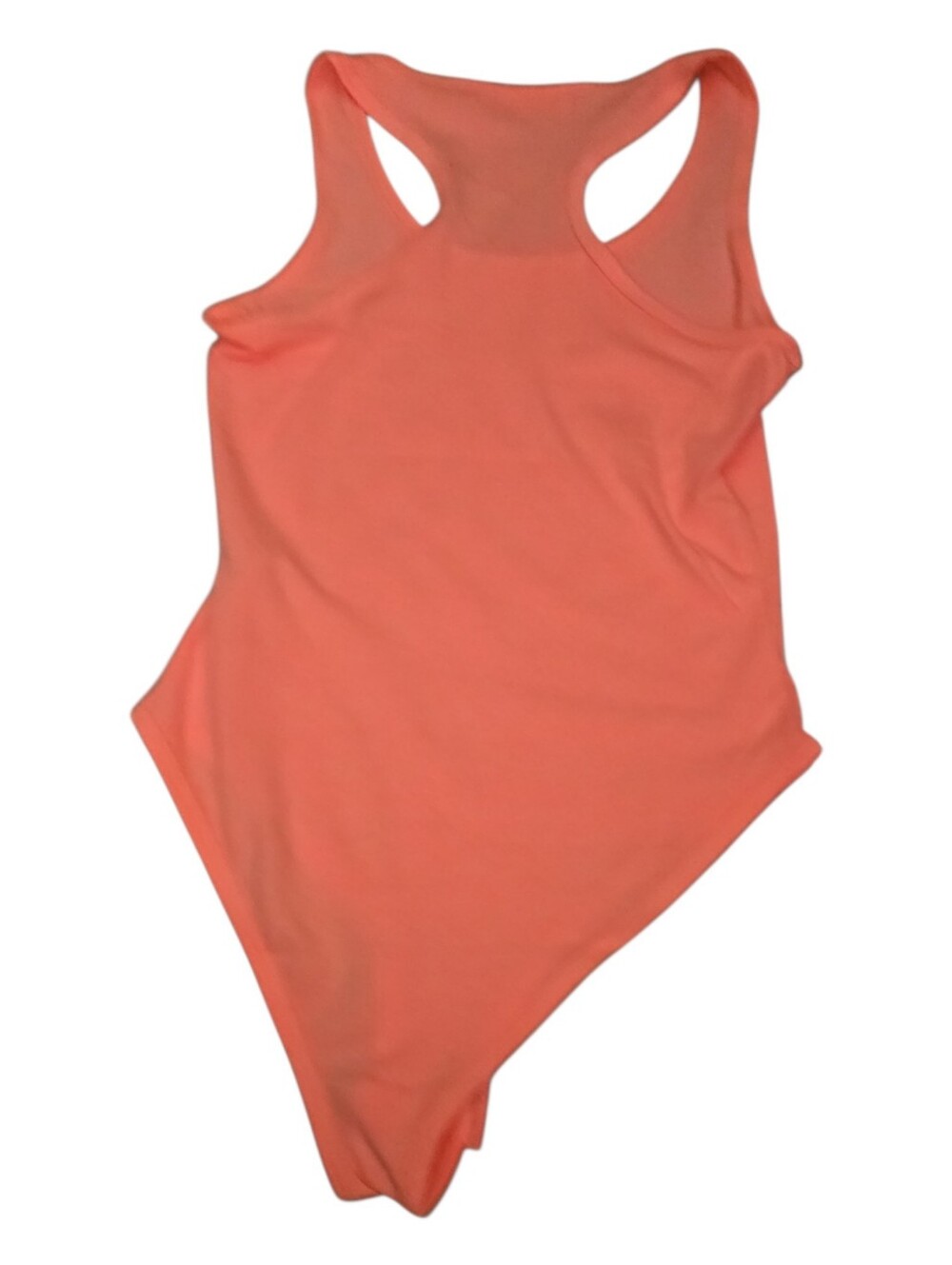 Zenana cotton racerback tank bodysuit Neon Coral - Picture 5 of 6